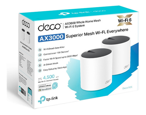 Deco X55 Tp-link Sistema Wi-fi 6 Mesh Doble Banda 2 Pack