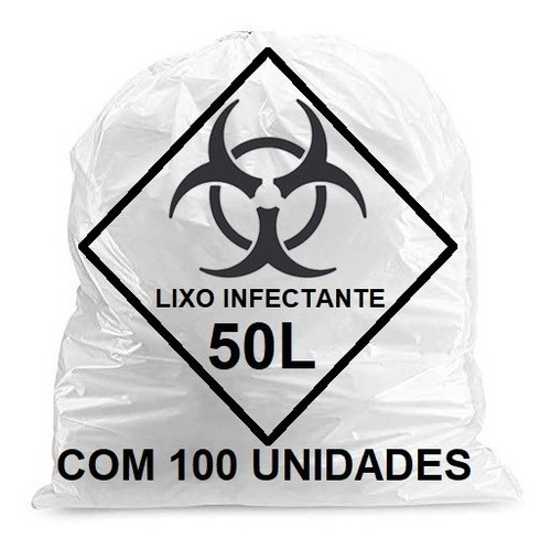 Imagem 1 de 3 de Sacos De Lixo Infectante Hospitalar 50 Litros 100 Unidades