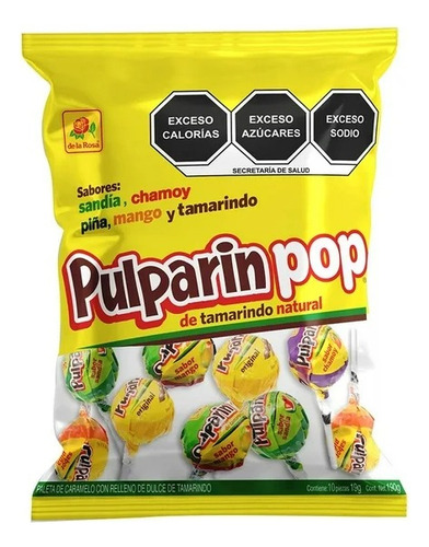 7 Pza Paletas De Caramelo De La Rosa Pulparin Pop 190 G