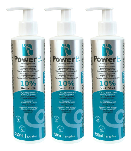  Kit 3 Locao Hidratante Corporal Pele Seca 10% Ureia Power B