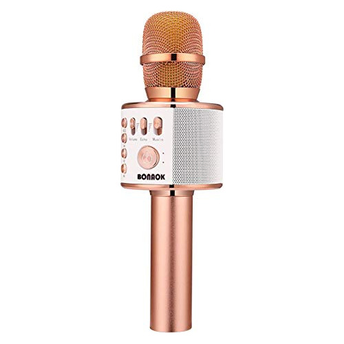 Micrófono Karaoke Bonaok Q37 Oro Rosa