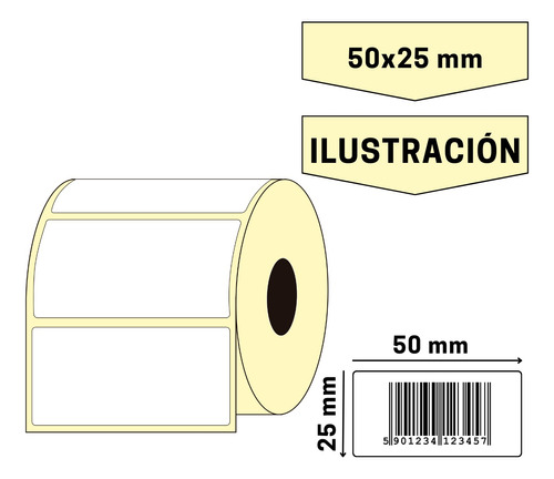 Etiquetas Ilustración 50 X 25 Mm (anchxalto) Rollo X 2000
