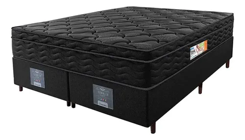 Cama Box King Ortopédico Black 193x203x67 Espuma D33 Preto