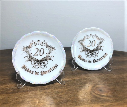 Kit 6 Pratinhos Bodas De Porcelana 20 Anos De Casamento
