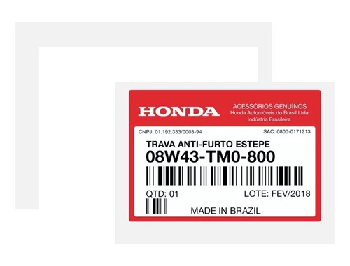 Trava De Estepe Original Honda 08w43-tmo-800