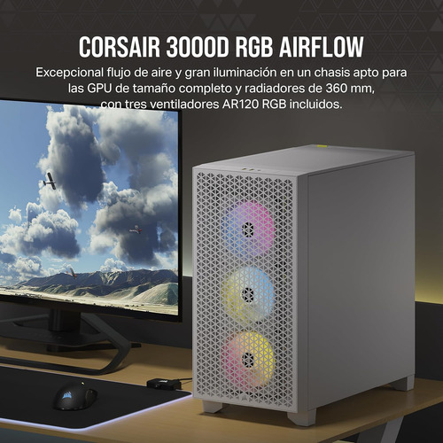 Gabinete Gamer Atx Corsair 3000d Rgb Airflow 3 Fanes Ar120