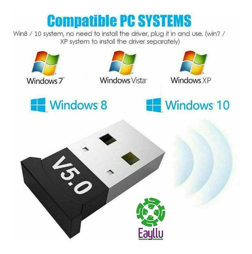 Imagen 2 de 4 de Adaptador Emisor Receptor Bluetooth 5.0 Usb Dongle Eayllu