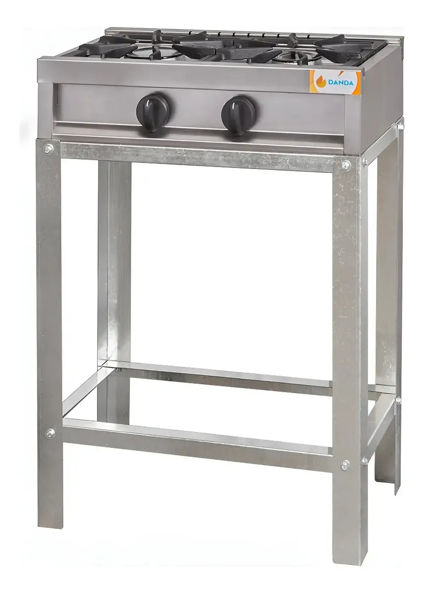 Anafe 2 Hornallas Industrial Acero Inoxidable Alto A Gas Color Con Base Gas Natural