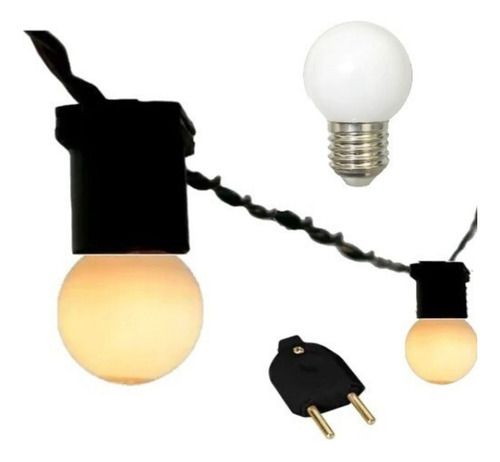 Varal De Luzes 30 Mts Com 60 Lâmp Led A Cada 50cm.