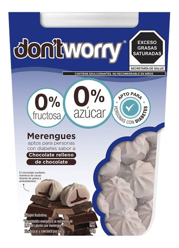 2 Pza Merengues Don't Worry Sabor Chocolate Relleno De Choco