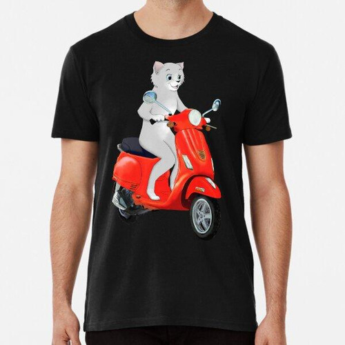 Remera Gato En Scooter Rojo - Gato Scooter De Los 80 Algodon