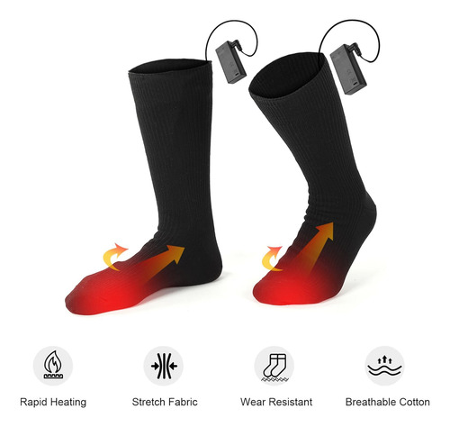 Calcetines Térmicos Eléctricos Para Hombre Mujer Modelo Bate Negro Diseño De La Tela Talle
