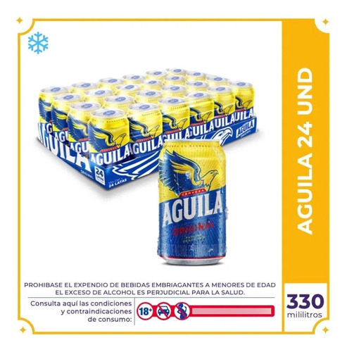 Cerveza Aguila 330mlx24uni. - mL a $9