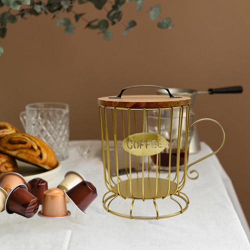 Suporte Para Cápsulas De Café, Organizador, Gaiola L Ouro