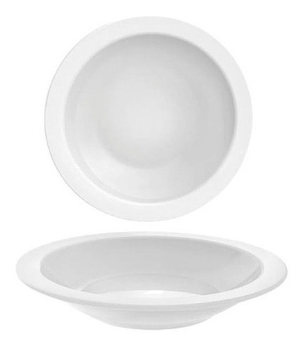 12 Pratos Fundo 22cm Branco Tramontina Aba Curta Porcelana