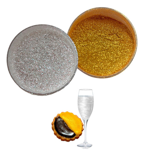 Matizadores Comestibles Efecto Glitter Bebidas Oro Plata 