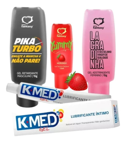 Kit Sexy Shop Pika Turbo + Lacradinha + Gel Beijável + K-med Sabor Sem sabor