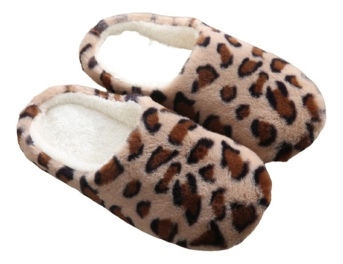 A) Pantuflas Estampado Leopardo Ligeras Cómoda Y Calientitas