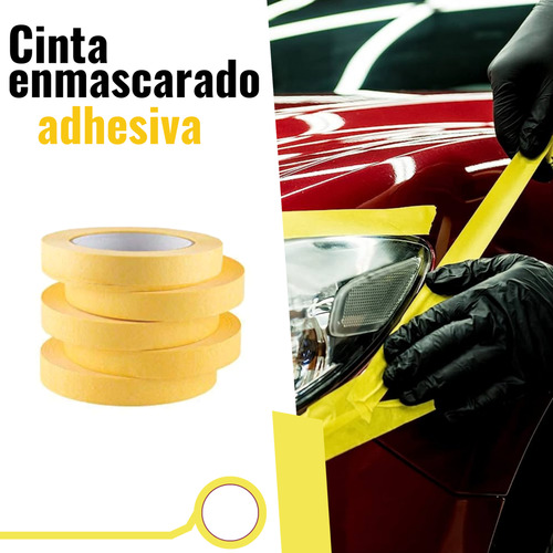 Cinta Enmascarado Adhesiva Protección Autos 18mmx 50m 5 Piez