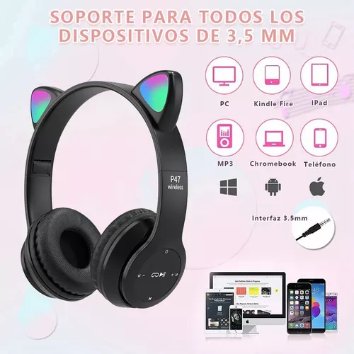 Auriculares de unicornio para niñas, auriculares Bluetooth plegables de  unicornio para niñas pequeñas, tableta, teléfonos,  Fire, auriculares