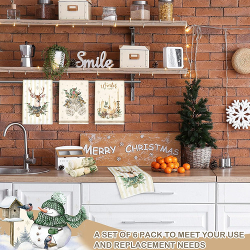 12 Pcs Toallas De Cocina De Navidad Y Pañones De Cocina Abso
