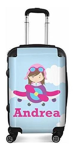 Maleta - Airplane & Girl Pilot Suitcase - 20  Carry On (pers