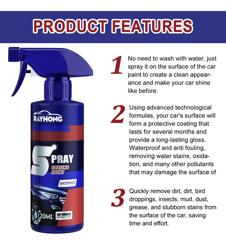 Spray De Revestimento De Ação Rápida Rayhong, 120 Ml, 2 U