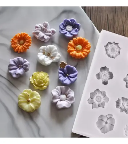 Molde En Silicona Para Velas: Flores Mini