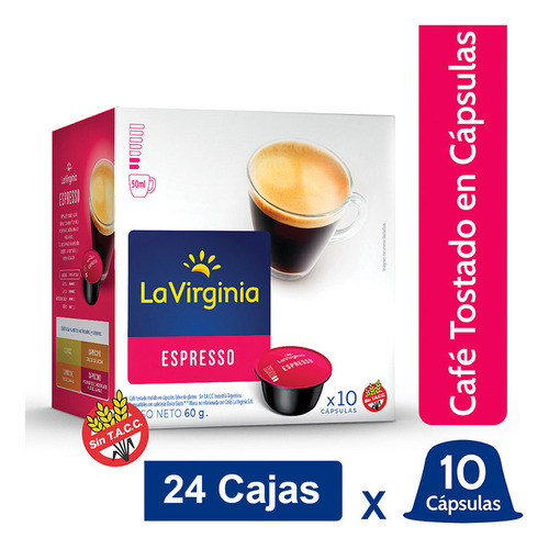 Cafe En Capsulas La Virginia Espresso X 10 Capsulas X 24