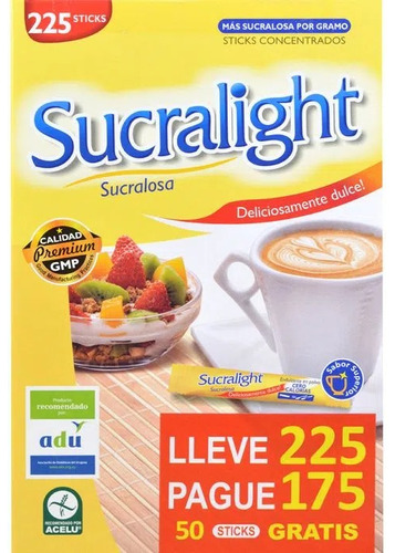 Sucralight® Endulzante En Polvo X 225 Sticks | Cero Calorías