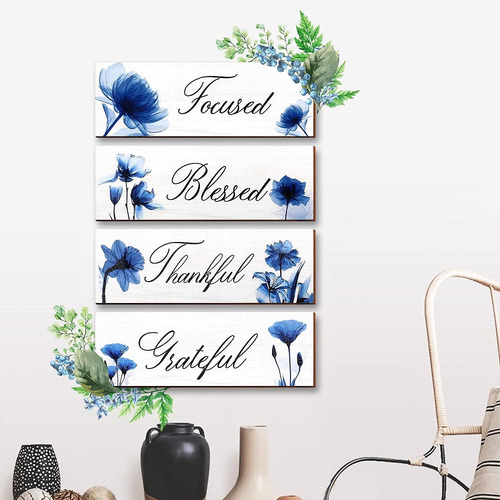Decoración De Pared Azul Para Sala De Estar 4 Piezas - Signo