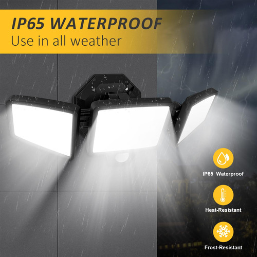 Luces Led De Seguridad Ip65 Con Sensor Y 3 Cabezas Ajustable