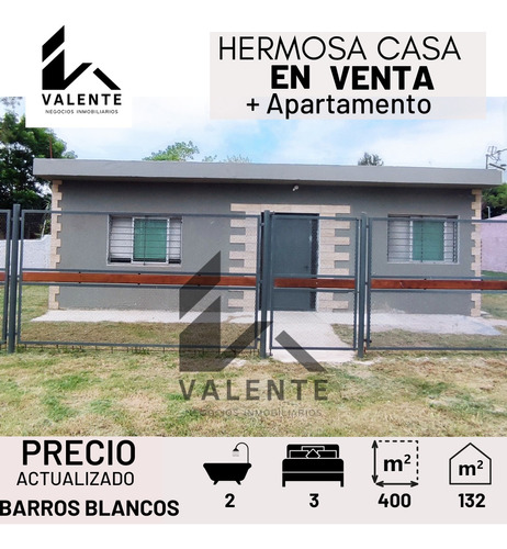 Reservada - En Venta Hermosa Casa En Barros Blancos Km. 24.700 Con 132 M² Edificados Y Un Terreno De 400m²