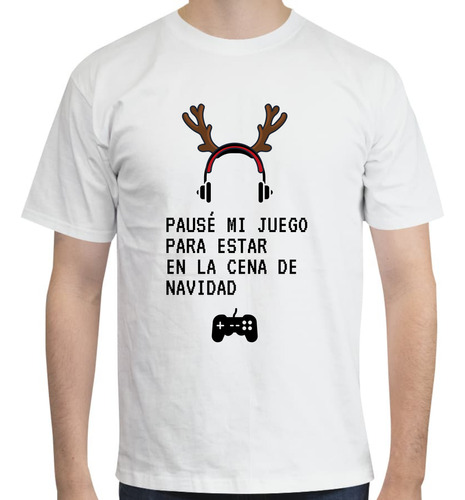 Playera Gamer Para Navidad - Reno -  Pausé Mi Juego... 