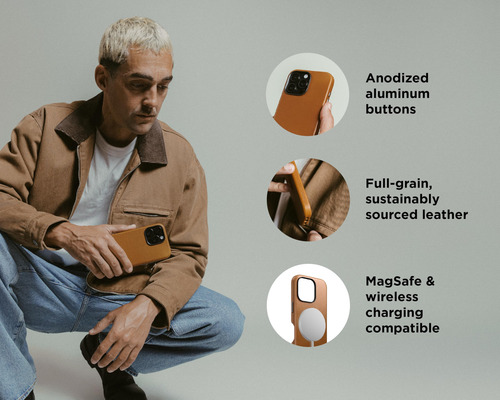 Capa De Couro Nomad iPhone 16 Pro Max English Tan Magsafe