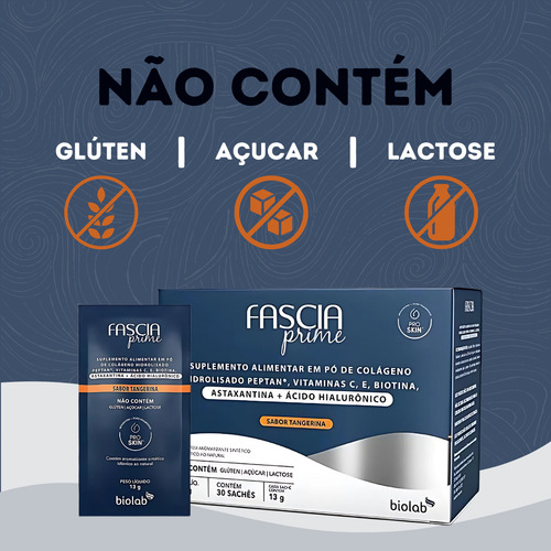 Fascia Prime Colágeno Em Pó Sabor Tangerina Biolab - 30 Sach Tangerina