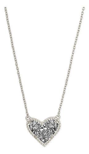Kendra Scott Ari Collar Colgante Ajustable Corazon Platinado