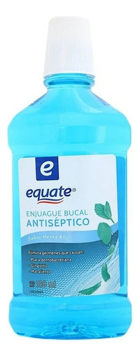 2 Pza Enjuague Bucal Equate Antiséptico Sabor Menta Azul 500