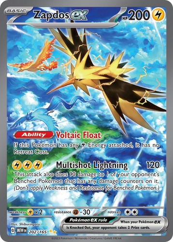 Zapdos Ex 202/165 Cartas Pokemon 151 Scarlet & Violet