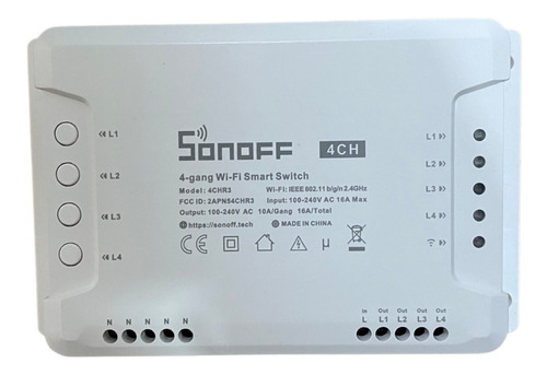 Imagen 3 de 5 de Interruptor Wifi Sonoff 4ch R3 Compatible Con Alexa/google