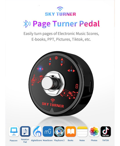 Guitarra Bluetooth Universal Partitura Page Turner