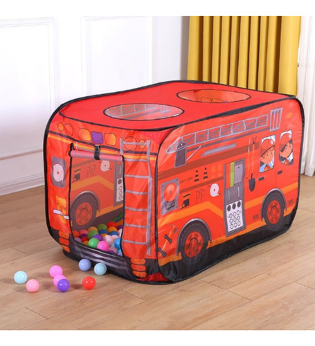 Casita Para Niños Tienda De Juegos Camión De Bomberos Rojo Casa De Campaña Y Bomberos - Tienda De Juguete Temático Para Interior Y Exterior Plegable Y Portáti