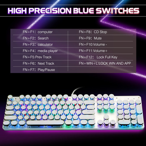 Teclado Mecánico Para Juegos Yscp Typewriter Style Rgb 104 K