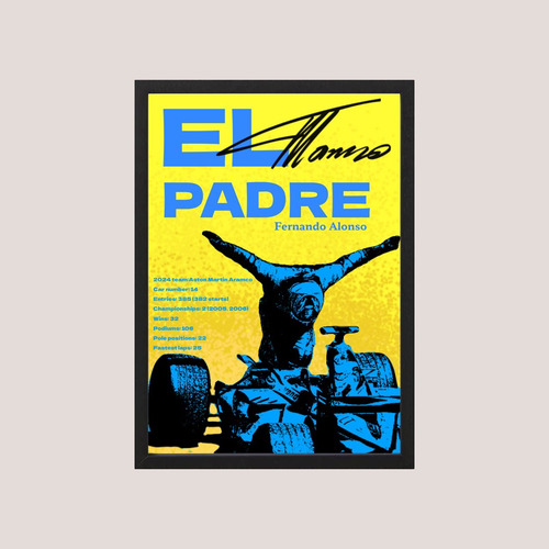 Cuadro F1 Fernando Alonso 06 - Tamaño A3 30x40 Cm Amarillo Negro