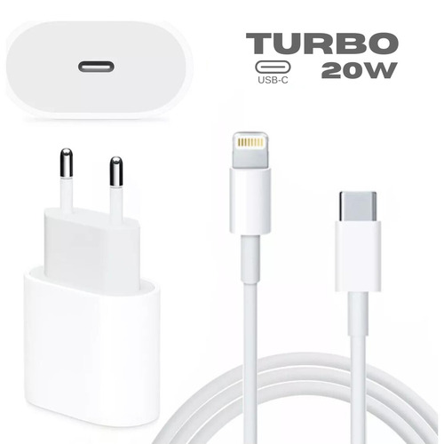 Fonte Carregador Turbo Para iPhone XR 11 12 13 14 Usb-C 20w