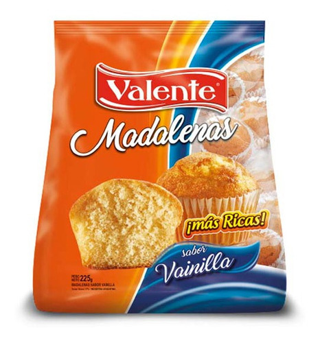 Pack X 12 Unid Madalenas  Vainilla 200 Gr Valente Galletita