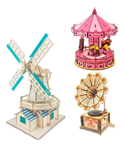 Set 3 Rompecabezas 3d De Madera Juguete Armable Carrusel | MercadoLibre