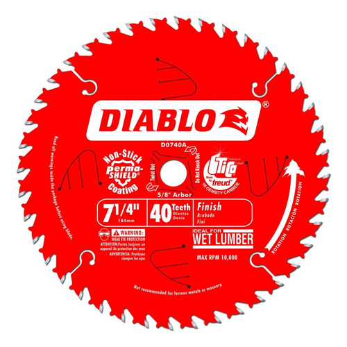 Freud D0740a Diablo 7-1/4 40 Tooth Atb Finishing Saw Blad...