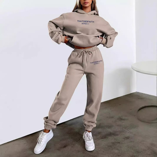 Conjunto De Pantalones Tipo Sudadera Casual Con Capucha A La