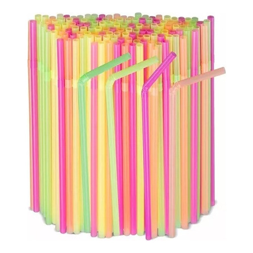 Bombilla Plastica Flexible Colores Suaves  (100 Unidades)